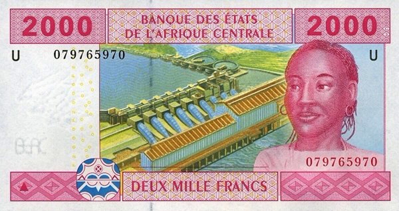 Front of Central African States p208Ub: 2000 Francs from 2002