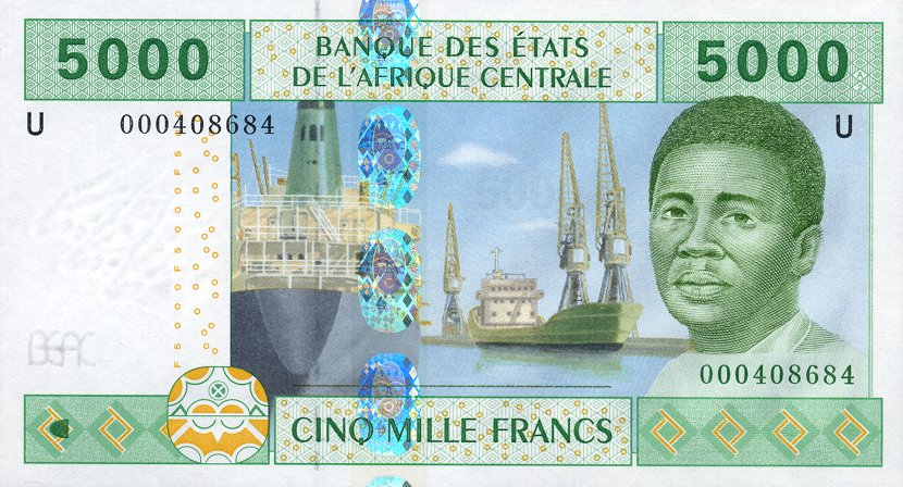 Front of Central African States p209Ub: 5000 Francs from 2002