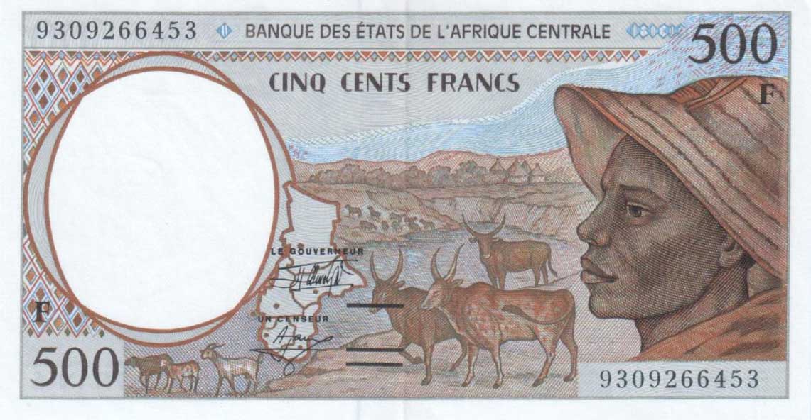 Front of Central African States p301Fa: 500 Francs from 1993