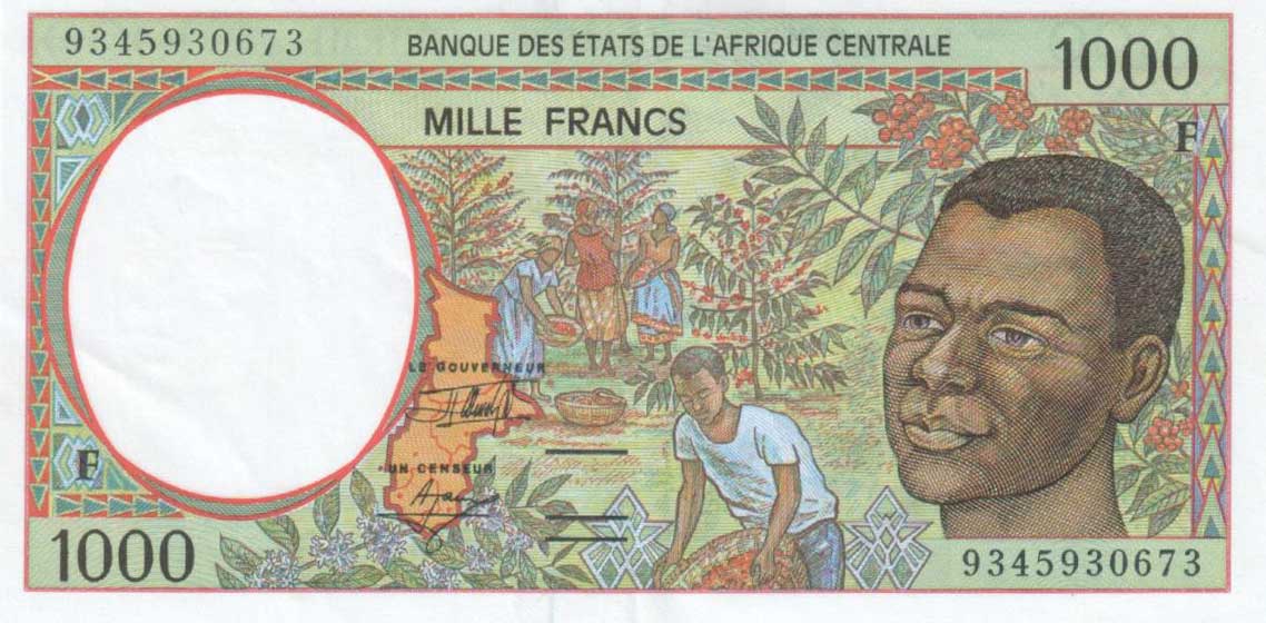 Front of Central African States p302Fa: 1000 Francs from 1993