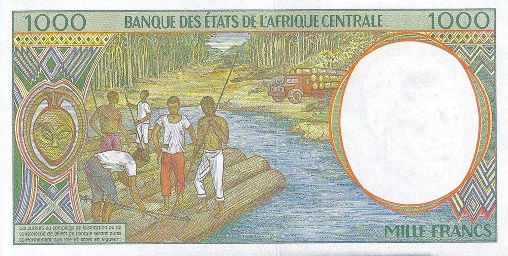 Back of Central African States p302Ff: 1000 Francs from 1999