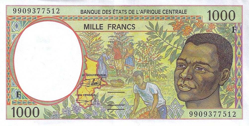 Front of Central African States p302Ff: 1000 Francs from 1999