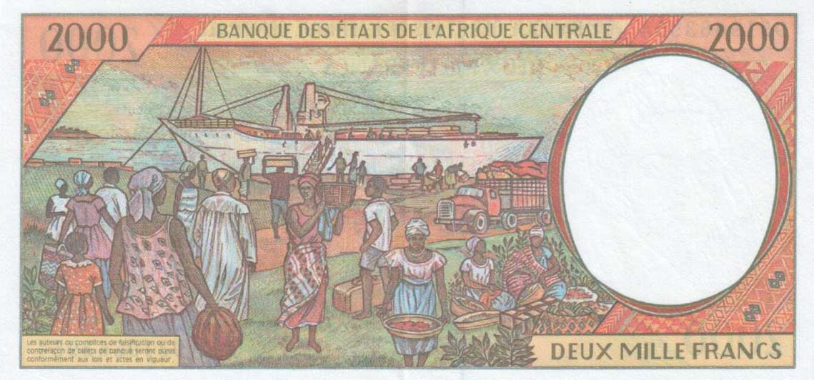 Back of Central African States p303Fa: 2000 Francs from 1993