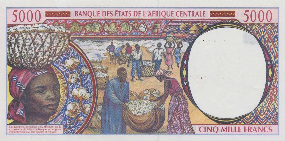 Back of Central African States p304Fa: 5000 Francs from 1994