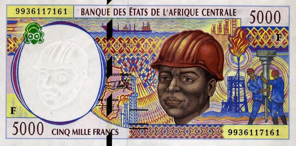 Front of Central African States p304Fe: 5000 Francs from 1999