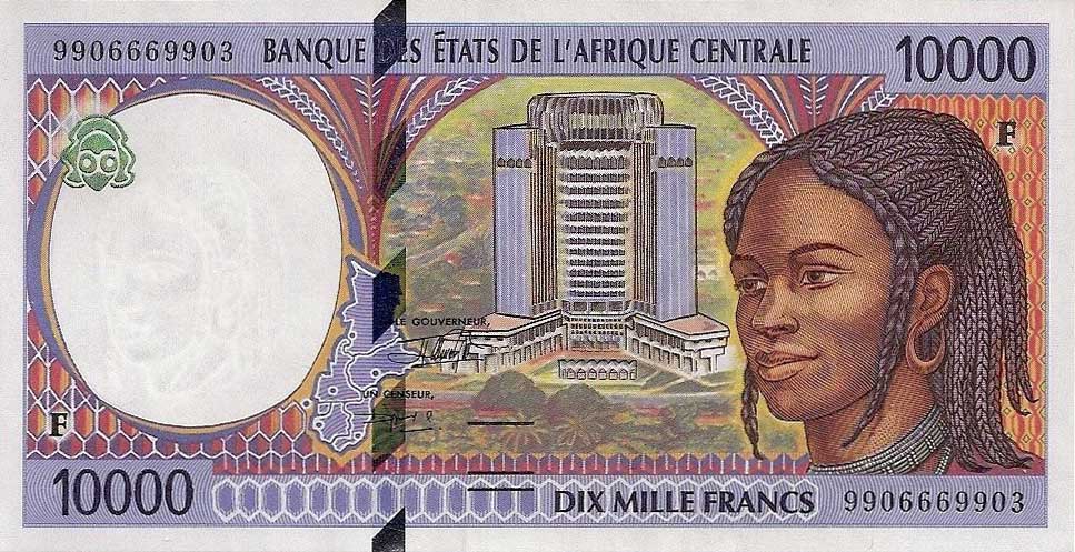 Front of Central African States p305Fe: 10000 Francs from 1999