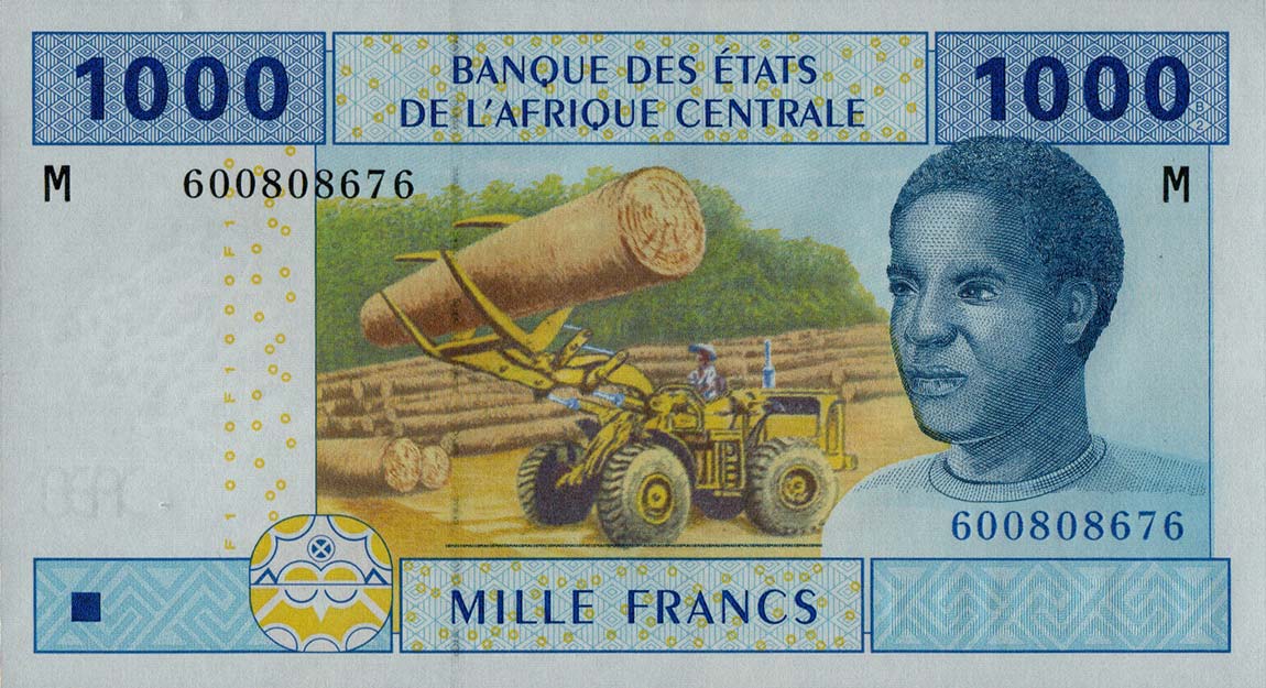 Front of Central African States p307Mc: 1000 Francs from 2002