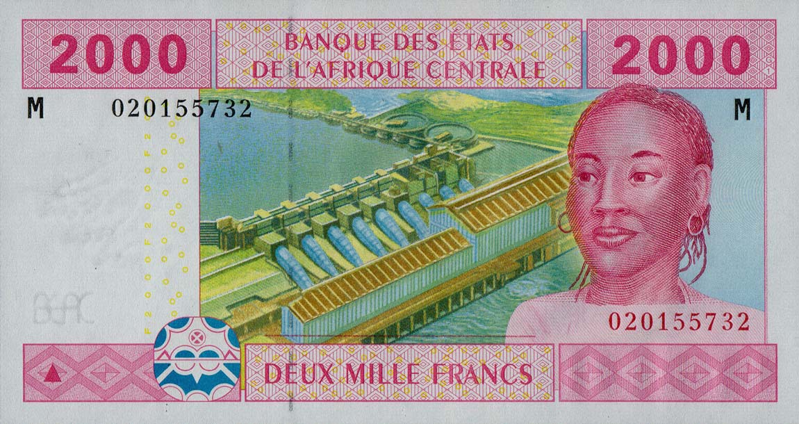 Front of Central African States p308Ma: 2000 Francs from 2002