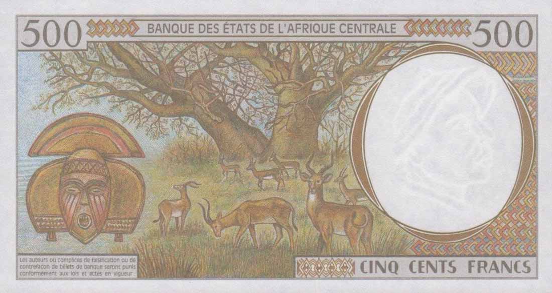 Back of Central African States p401Lg: 500 Francs from 2000