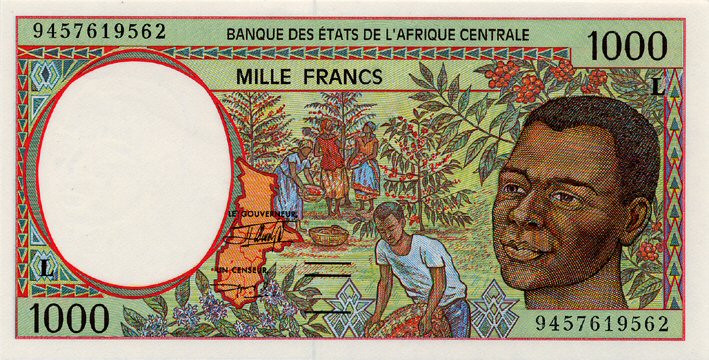 Front of Central African States p402Lb: 1000 Francs from 1994