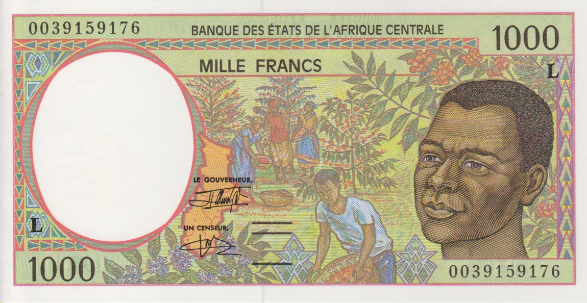 Front of Central African States p402Lg: 1000 Francs from 2000