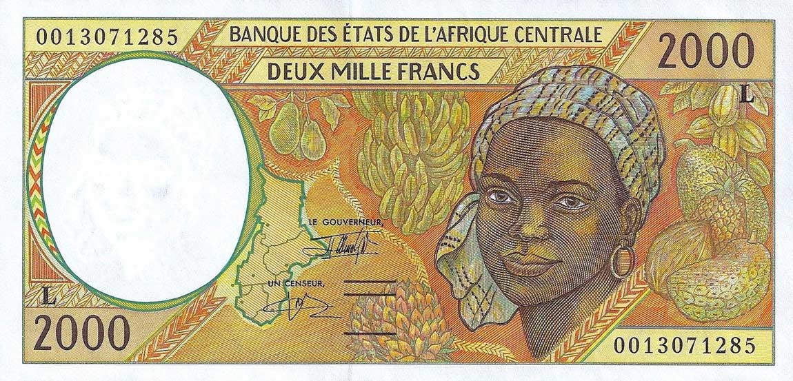 Front of Central African States p403Lg: 2000 Francs from 2000