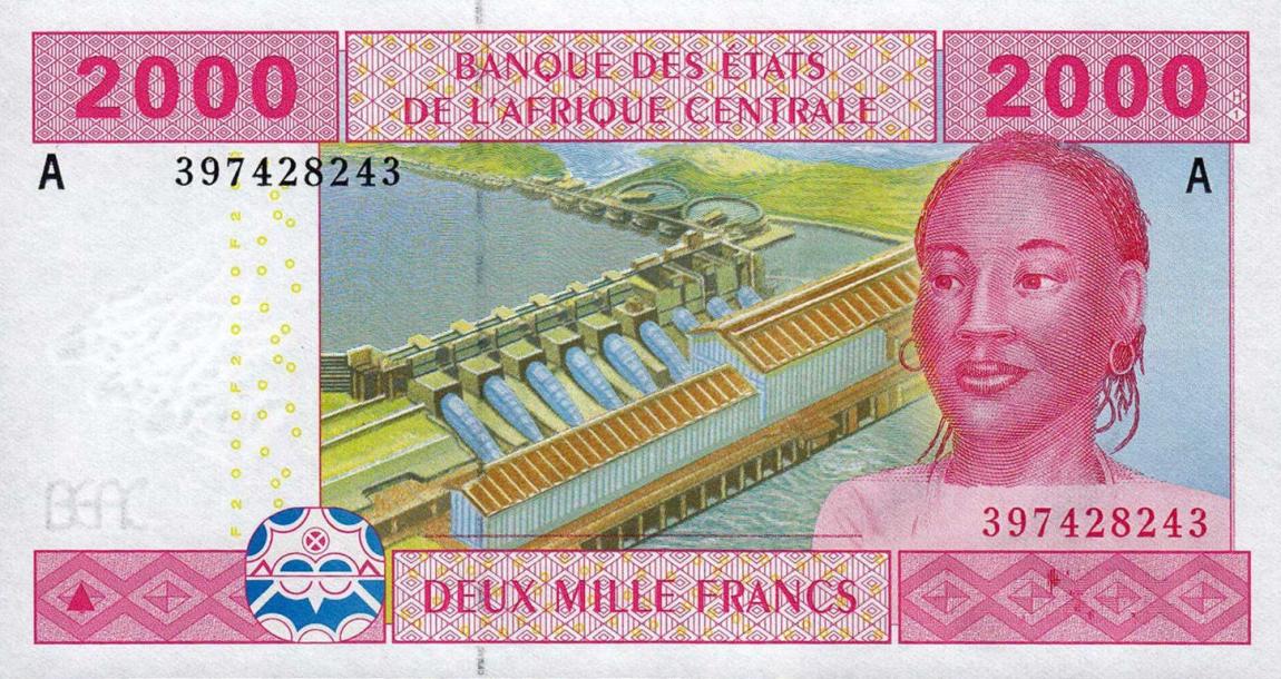 Front of Central African States p408Ac: 2000 Francs from 2002