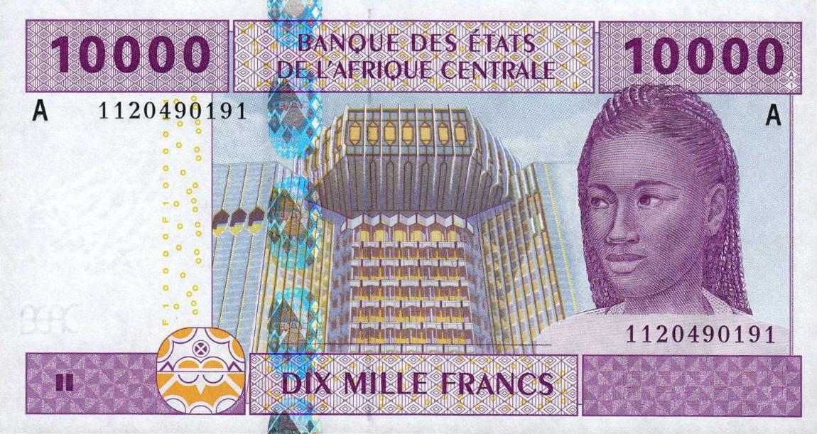 Front of Central African States p410Ac: 10000 Francs from 2002