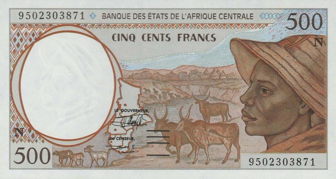 Front of Central African States p501Nc: 500 Francs from 1995