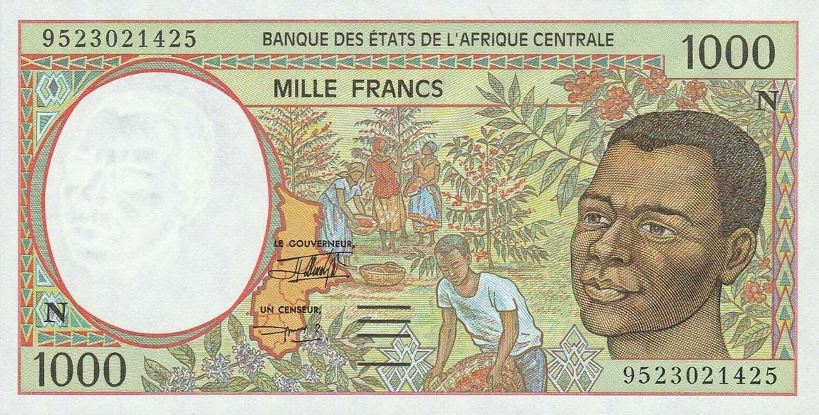 Front of Central African States p502Nc: 1000 Francs from 1995