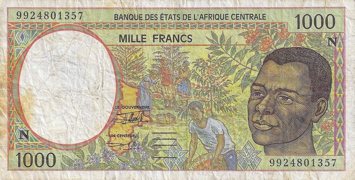 Front of Central African States p502Nf: 1000 Francs from 1999