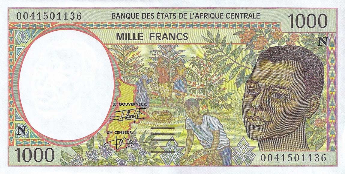 Front of Central African States p502Nh: 1000 Francs from 2000