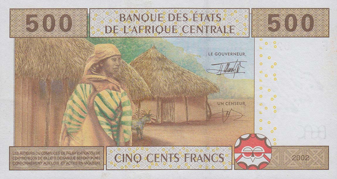 Back of Central African States p506Fa: 500 Francs from 2002