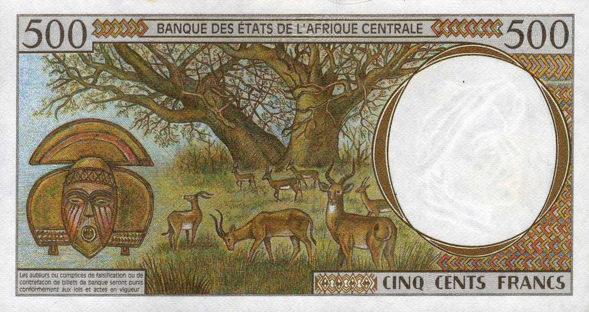 Back of Central African States p601Pg: 500 Francs from 2000