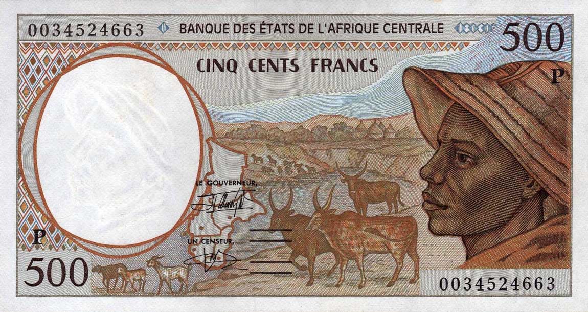 Front of Central African States p601Pg: 500 Francs from 2000