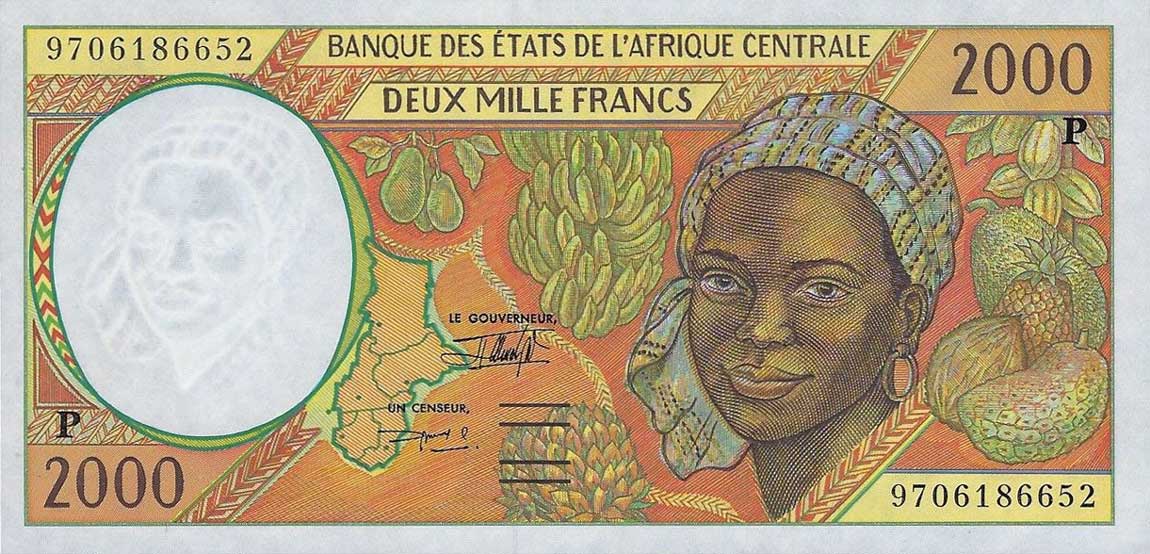 Front of Central African States p603Pd: 2000 Francs from 1997