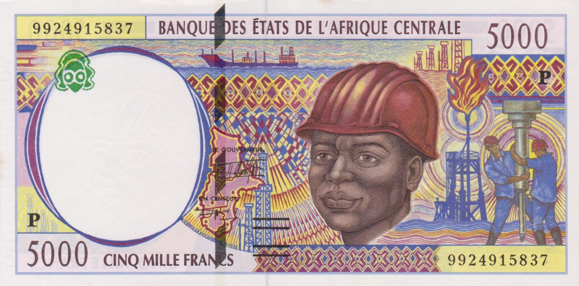 Front of Central African States p604Pe: 5000 Francs from 1999