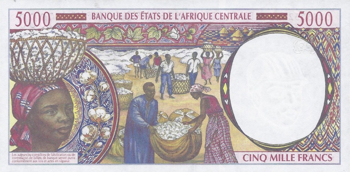 Back of Central African States p604Pf: 5000 Francs from 2000