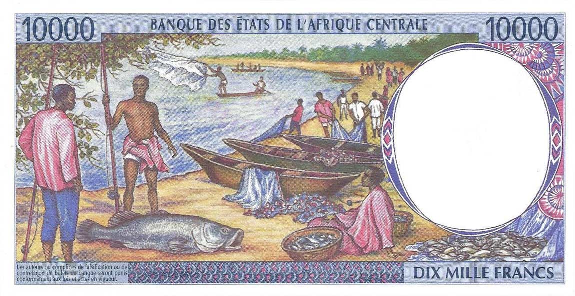 Back of Central African States p605Ps: 10000 Francs from 1994