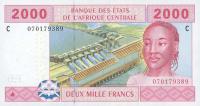 p608Ca from Central African States: 2000 Francs from 2002