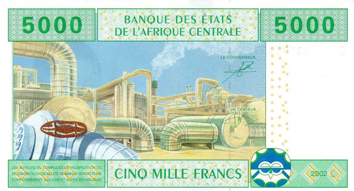 Back of Central African States p609Ca: 5000 Francs from 2002