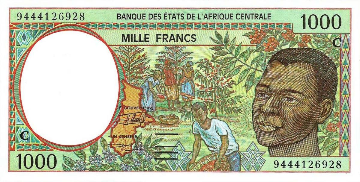 Front of Central African States p102Cb: 1000 Francs from 1994