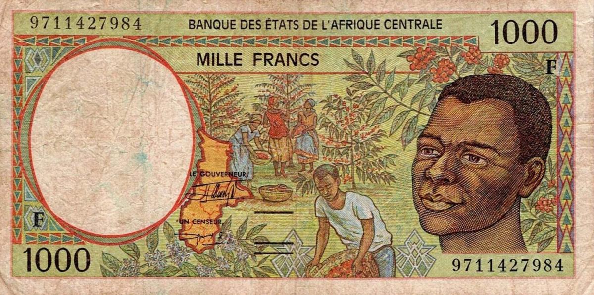 Front of Central African States p302Fd: 1000 Francs from 1997
