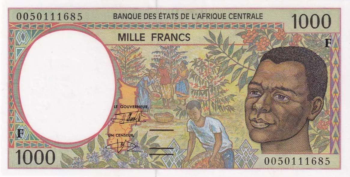 Front of Central African States p302Fg: 1000 Francs from 2000