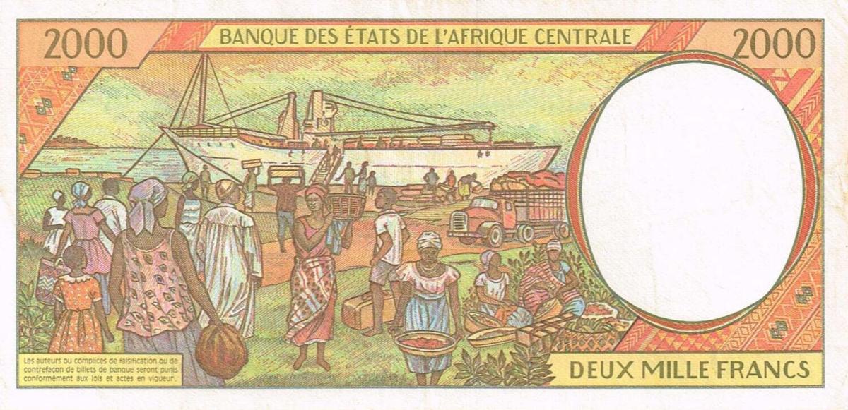 Back of Central African States p303Fd: 2000 Francs from 1997