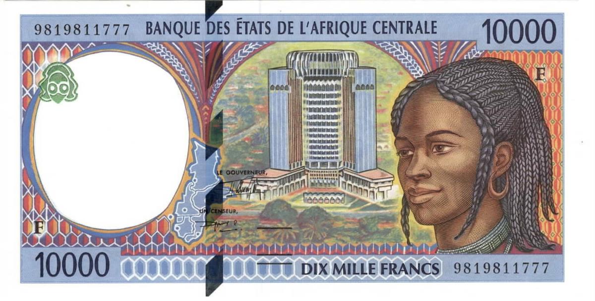 Front of Central African States p305Fd: 10000 Francs from 1998