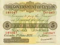 p22a from Ceylon: 5 Rupees from 1925