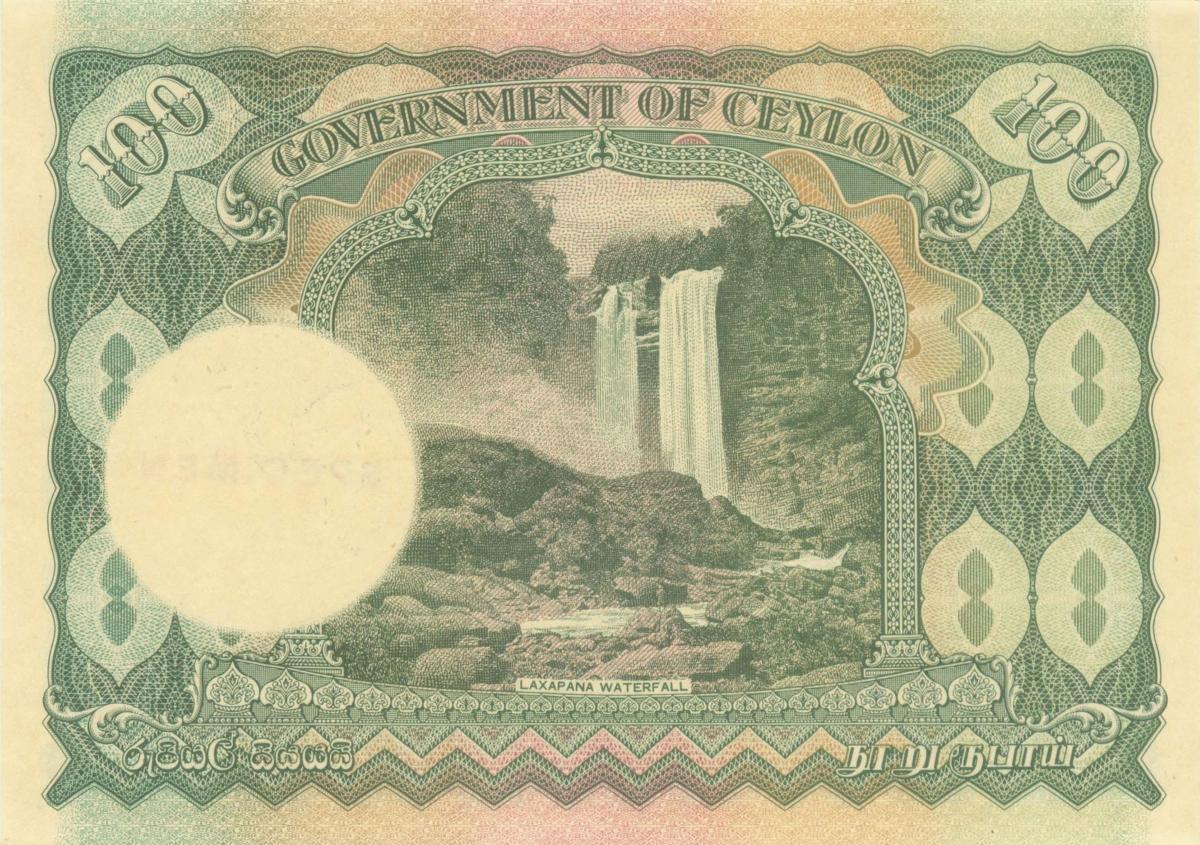 Back of Ceylon p38s: 100 Rupees from 1941