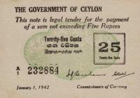 p40 from Ceylon: 25 Cents from 1942