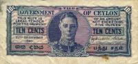 p43b from Ceylon: 10 Cents from 1943
