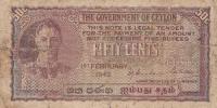 p45a from Ceylon: 50 Cents from 1942