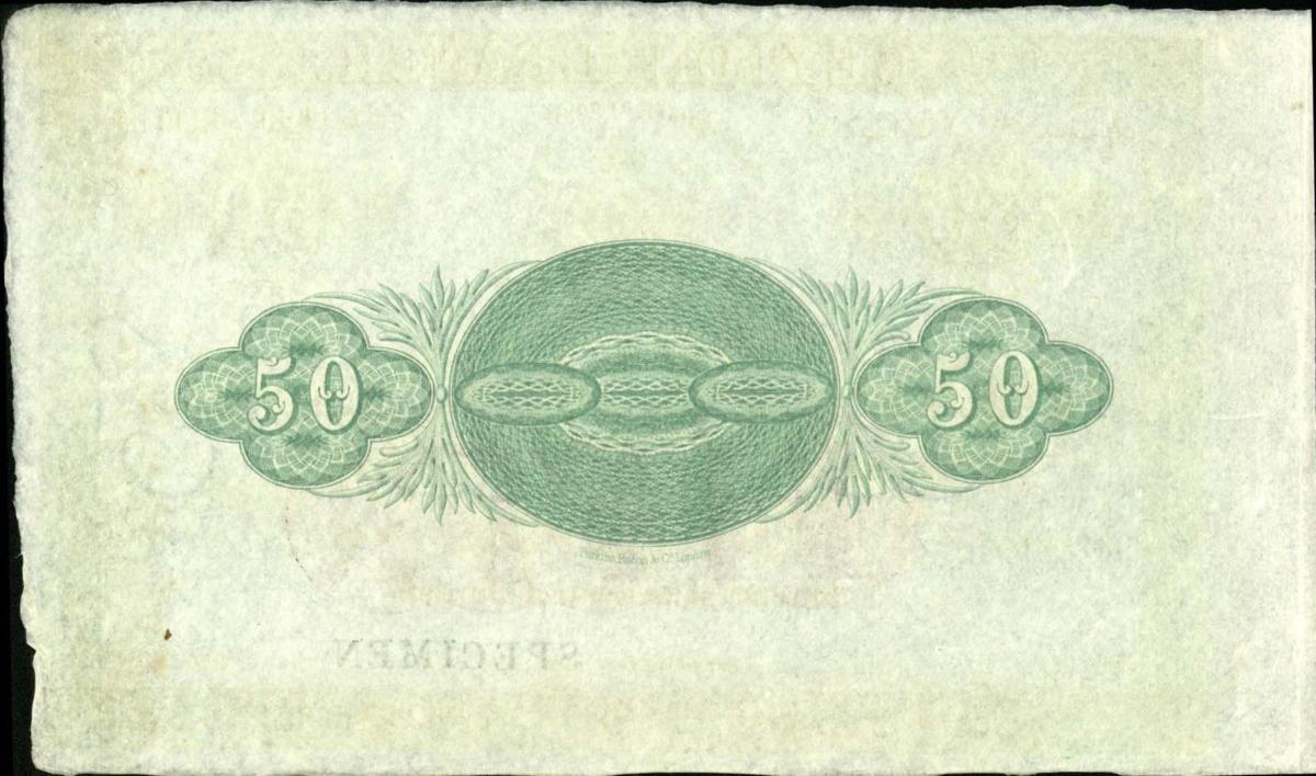 Back of Ceylon pS123p1: 50 Rupees from 1870