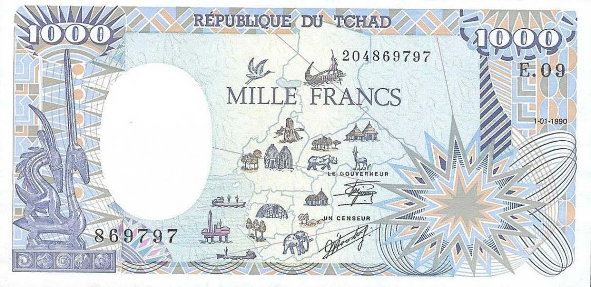 Front of Chad p10Aa: 1000 Francs from 1985