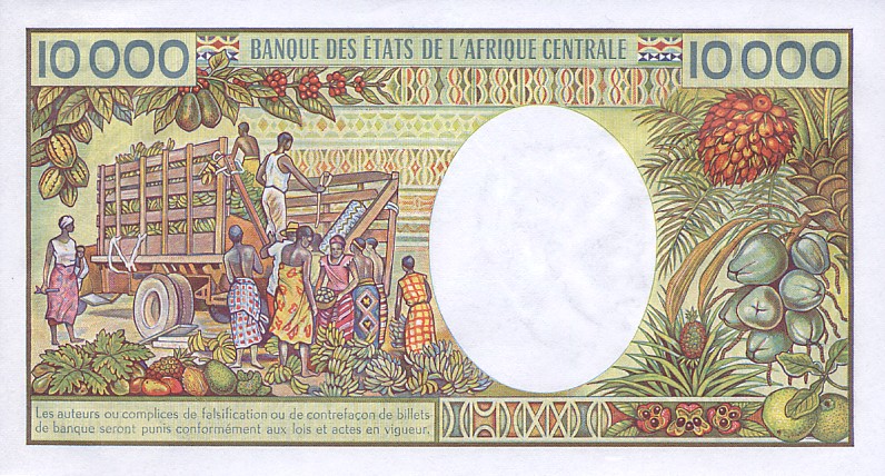 Back of Chad p12a: 10000 Francs from 1984
