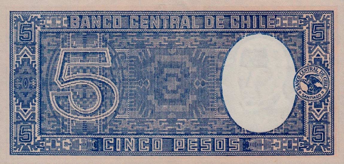 Back of Chile p102: 5 Pesos from 1944