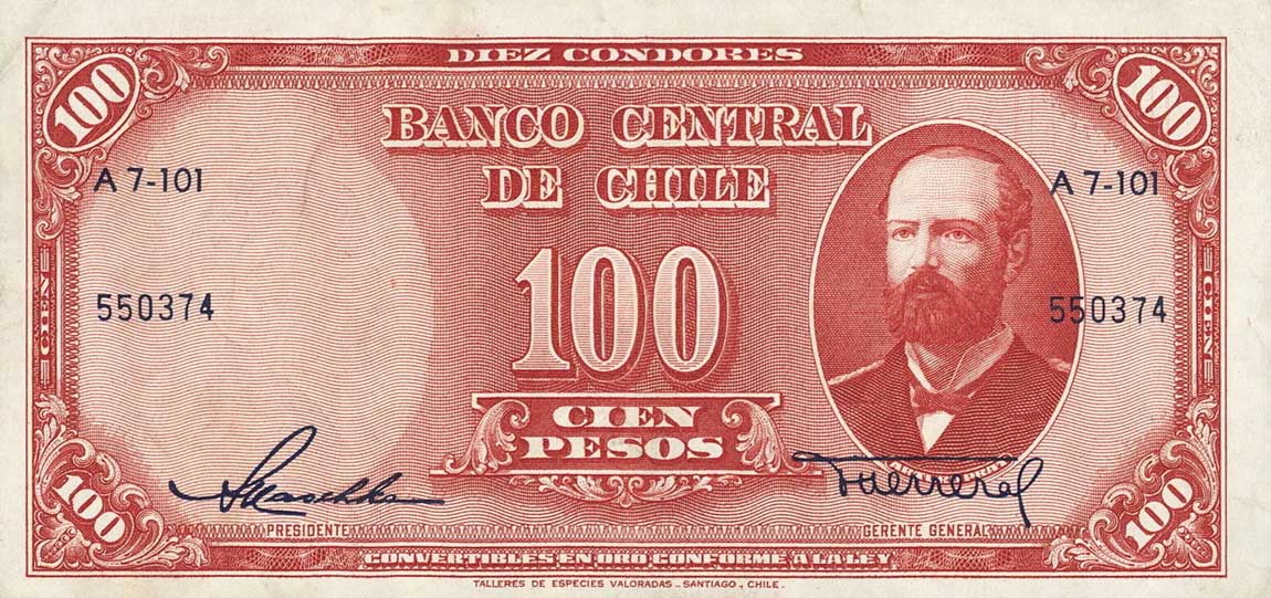 Front of Chile p114: 10 Pesos from 1947