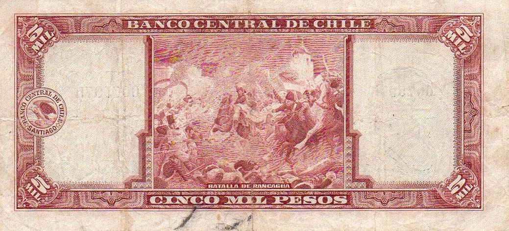 Back of Chile p117b: 5000 Pesos from 1947