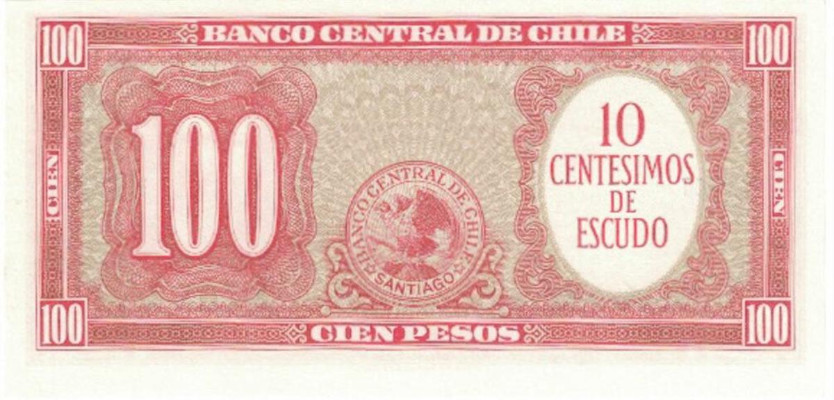 Back of Chile p122: 100 Pesos from 1958