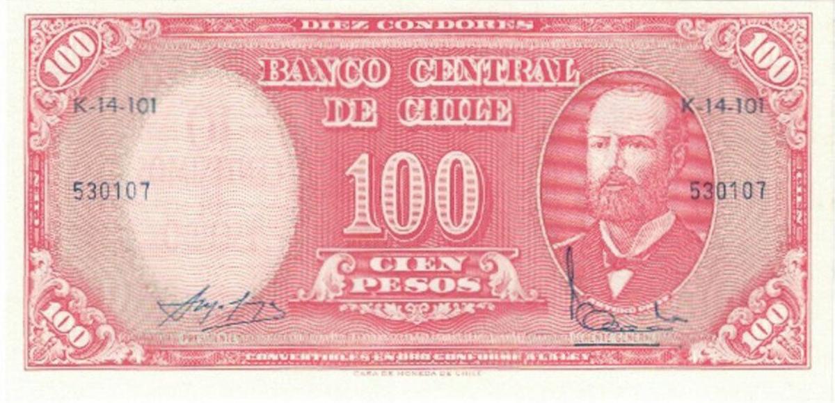 Front of Chile p122: 100 Pesos from 1958