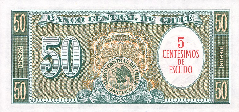 Back of Chile p126b: 5 Centesimos from 1960